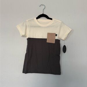 Tiny whales color block pocket Tee cream/charcoal/tan 12/18mo